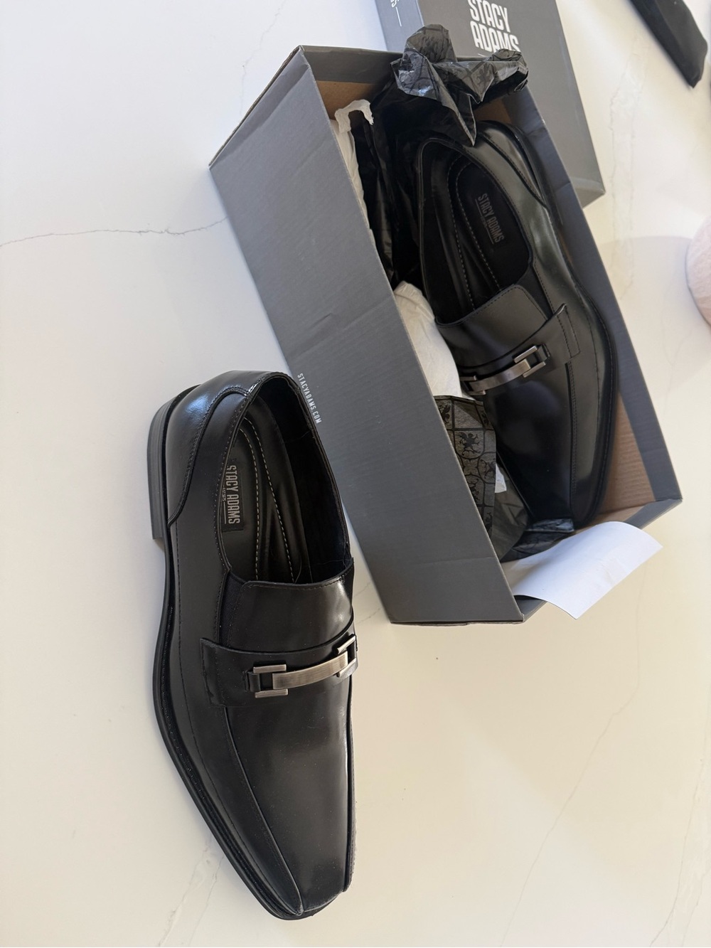 Stacy Adams Black Leather Slip-On Bit Loafers